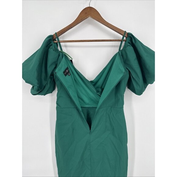Betsy & Adam Women's Size 4 Green Off Shoulder Balloon Sleeve Cocktail Dress NWT - Picture 9 of 11